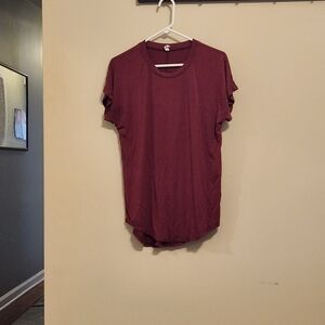 Burgundy Short Sleeve T-Shirt Tunic Length
